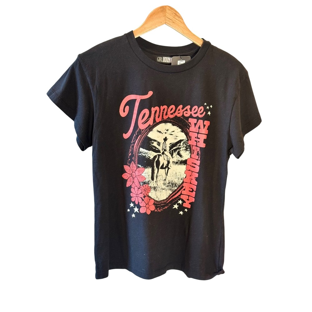 Girl Dangerous Tennessee Whiskey Graphic Tee Black Western Cowboy Shirt XS NEW